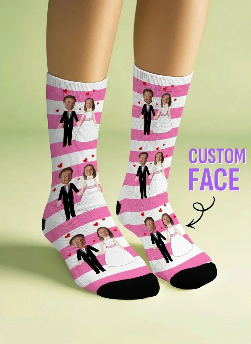 Benutzerdefinierte Fotosocken, personalisierte Paar-Bildsocken, Hochzeitstag, Valentinstag, Geburtstagsgeschenk für Sie, ihre Mutter, Vater