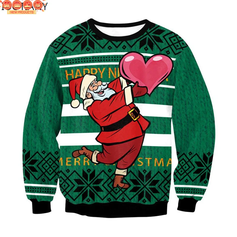 Merry Christmas 3D Print Sweatshirts Cute Santa Claus Graphic Christmas Sweater Men Funny Ugly Christmas Sweater New In Sweaters