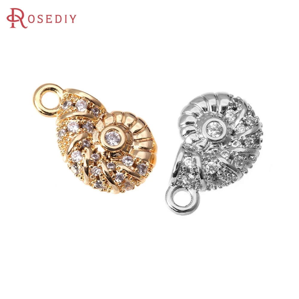 

4PCS 18K Gold Color Brass and Zircon Conch Charms Pendants High Quality Diy Necklace Earrings Charms Jewelry Making Accessories