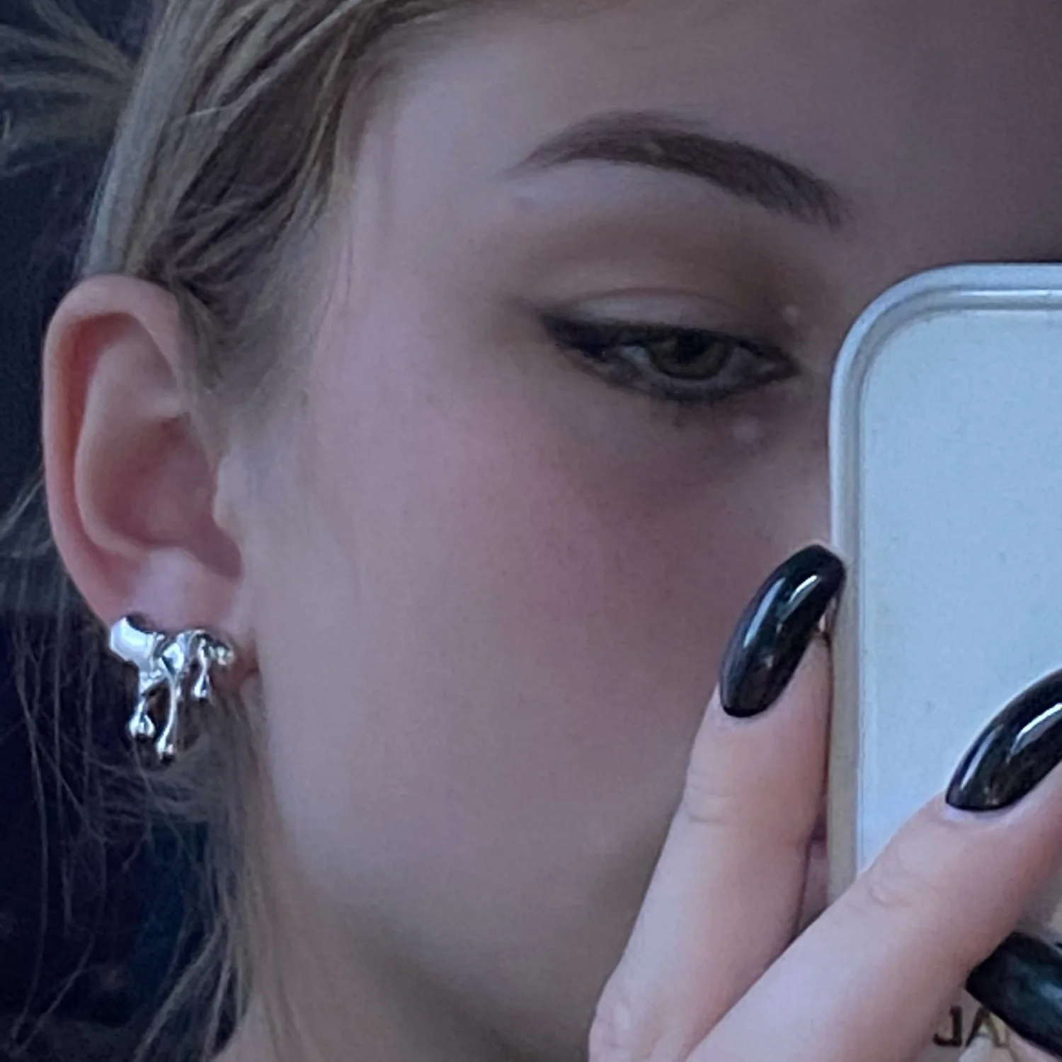 Gothic Drip 2pcs Stud Earrings Cyberpunk Edgy Jewelry Liquid Metal Alloy Earrings Party Accessories Dark Romance Unisex Gift