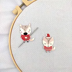 Christmas Needle Minder Magnetic Set Fox Needle Keeper Finder Sewing Magnet Embroidery Accessories Cross Stitch Tools