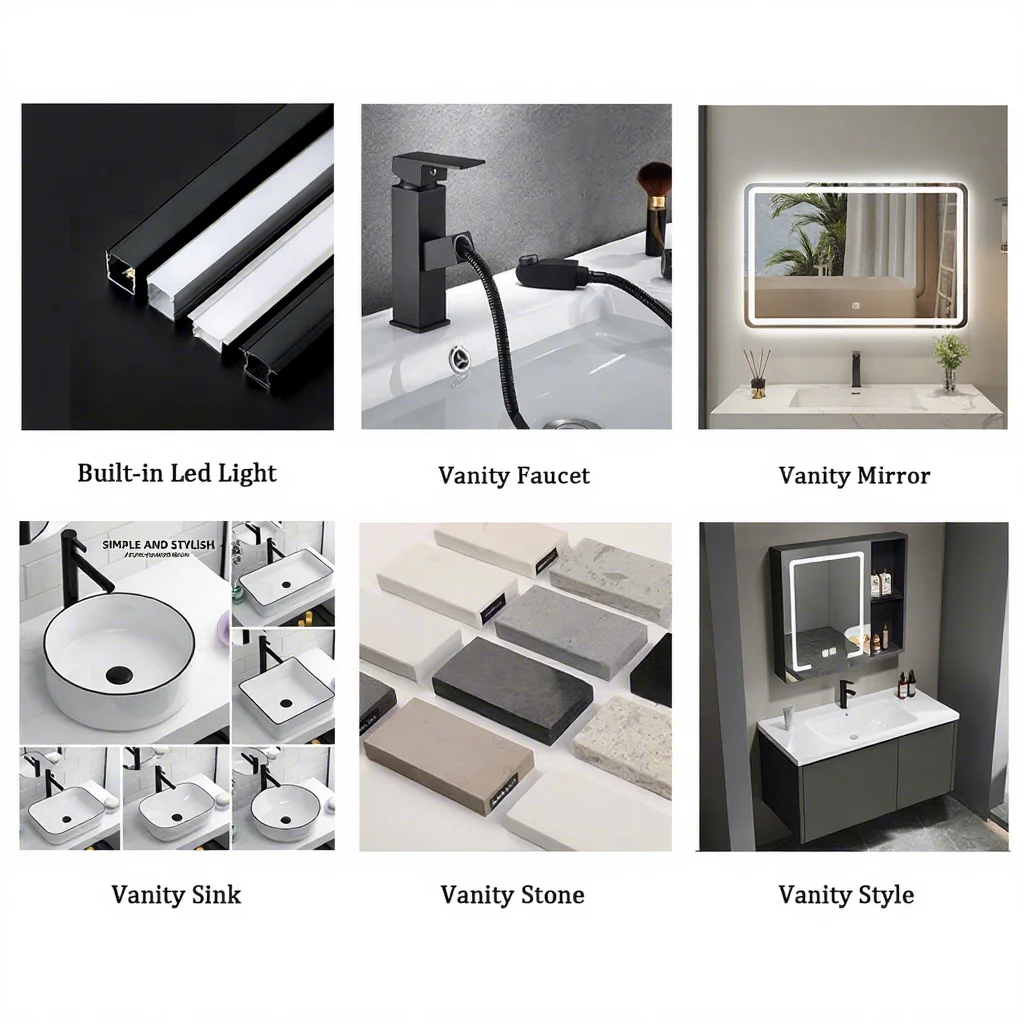 Carrara White Countertop Single Basin Cabinet Freestanding Oak Wood Bathroom Vanity With Mirror Cabinet
