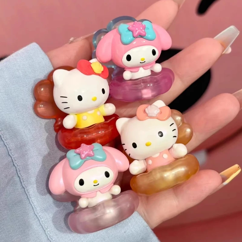 Sanrio Hello Kitty Cartoon Pearlescent Shell Series Blind Box Luminous Night Desktop Ornament My Melody Room Decoration Toys