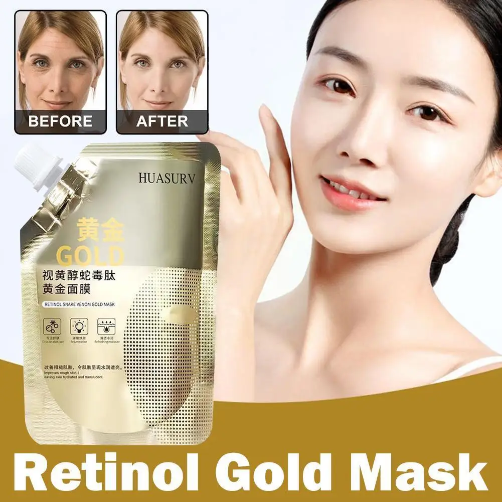 

Retinol Gold Mask Snake Peptide Golden Mask Moisturizing Whitening Wrinkle fade Mud Mask Firming Skin Care 100ml