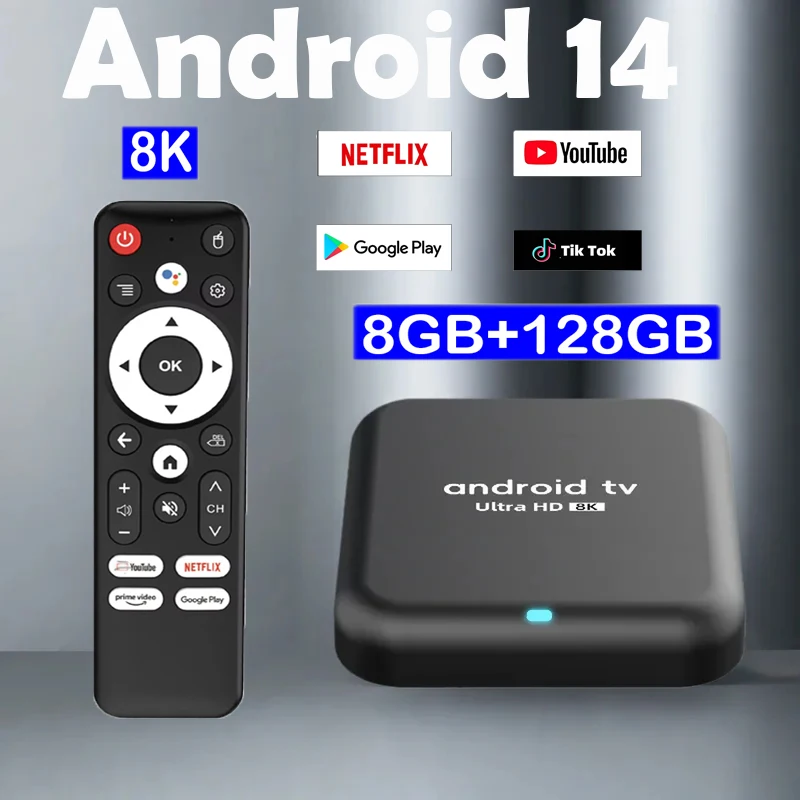

Android14 Smart TV Box Q18 Dual Wi-Fi 5G 8 ГБ 128 ГБ Google Assistant Потоковое медиаплеер Видео Rackchip RK3518 8K Телеприставка