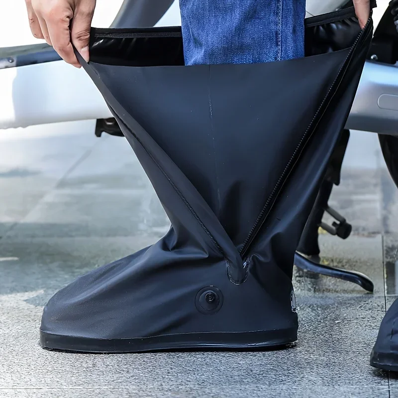 Rain Boot Shoe Cover Black Waterproof with Reflector High Top Clear Shoes Dust Covers for Motorcycle Bike Rain Cover Men Women