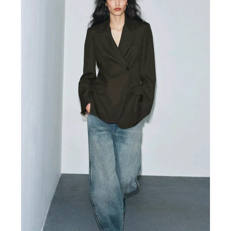 شتاء جديد المرأة سليم صالح طويل Sve البدلة Jaet Commute Sle الشق التلبيب كيت التفاصيل ألياف البوليستر مكتب ارتداء