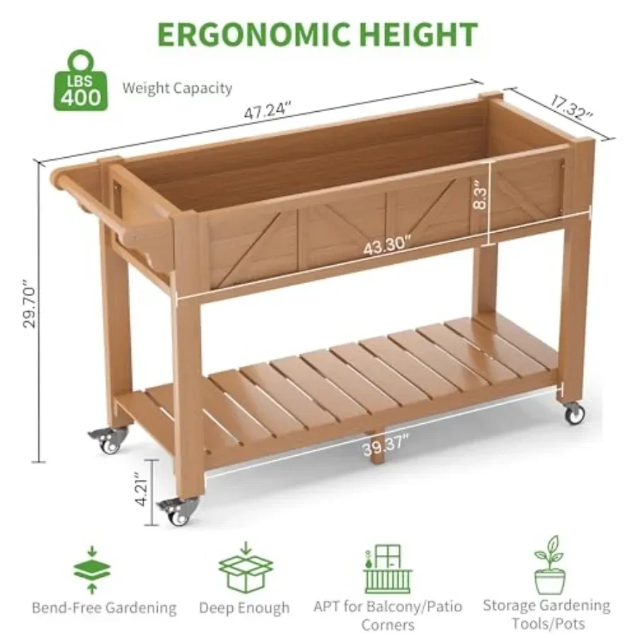HIPS All-Weather Raised Garden Bed with Legs, 47.2