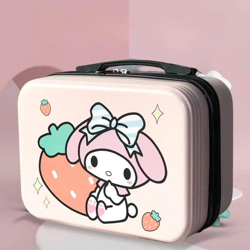 Kawaii Sanrio Cinnamoroll Kuromi My Melody Cosmetic Case Storage Box High Capacity Portable Fashion Student Small Suitcase Gift