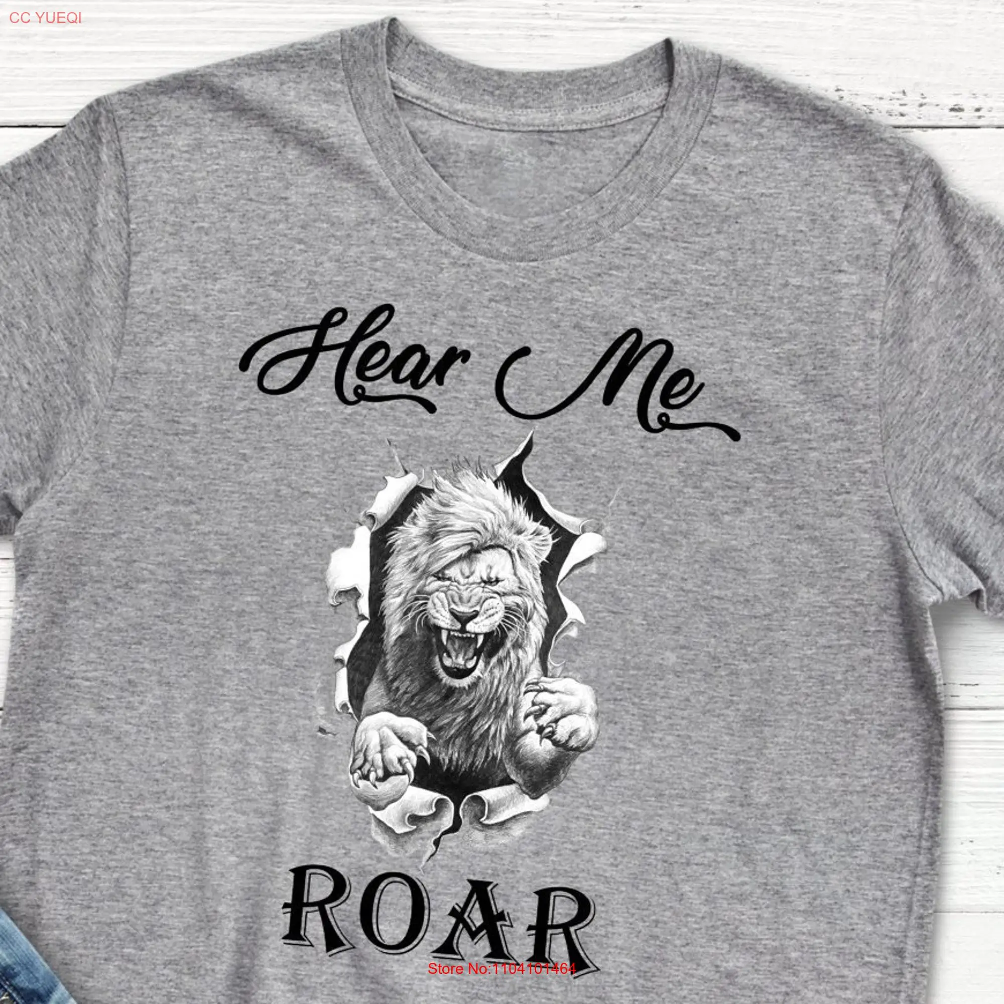 Lion T Shirt Hear Me Roar Motivation Funny Lions for Men and Women 3XL 4XL 5XL Sizes Available long or short sleeves