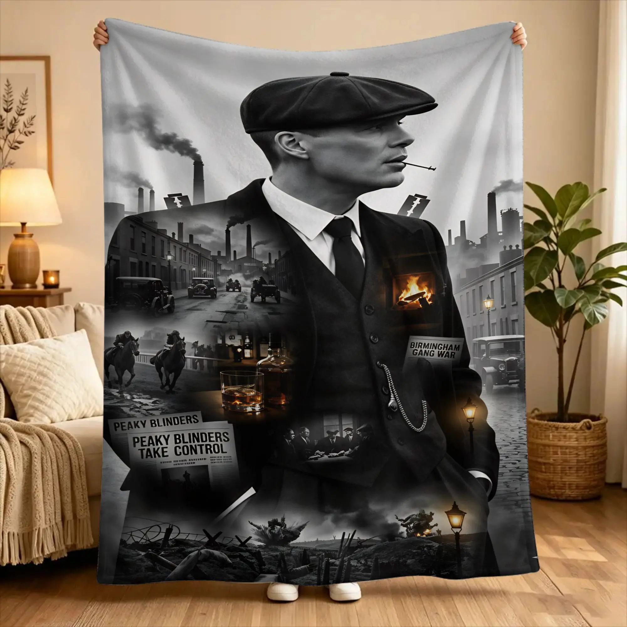 Peaky Blinders tommy shelby  Flannel Blanket Winter  Warm Throw Blanket for Boy Girl Home Decor Funny Bedspread Sofa Bed Cover