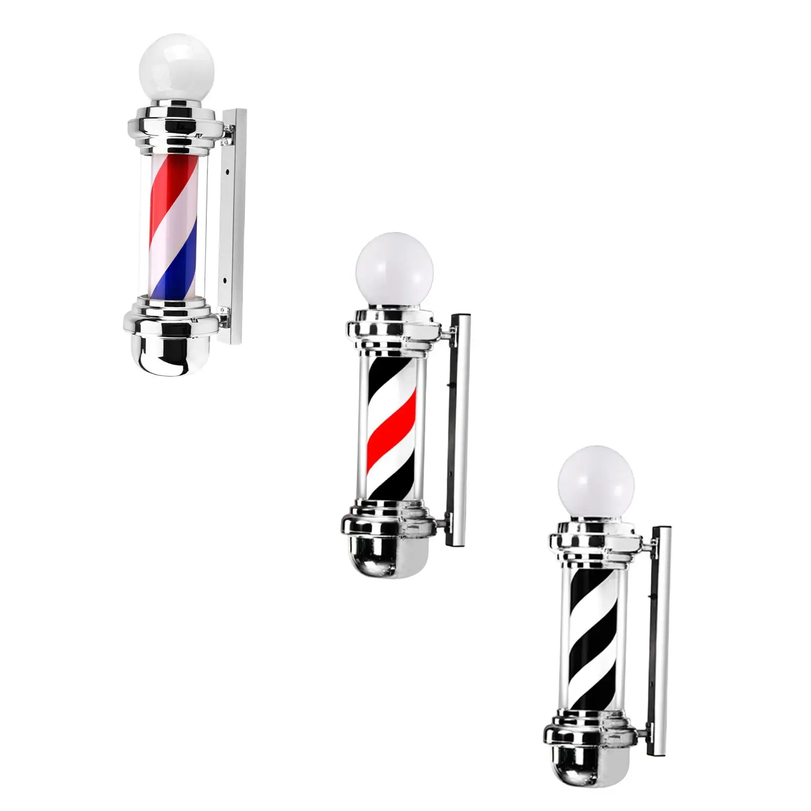 23.6 inch Barber Pole Light Easy Installation Sturdy Rotating Stripes Light Salon Sign for Indoor Hair Salon Outdoor Barbershop