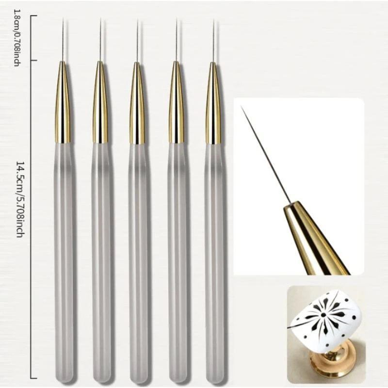 Ultra-fine Detail Nail Art Brush Gold Copper Wire Pen Precise Lines Floral Gradient Nail Art Odorless Professional