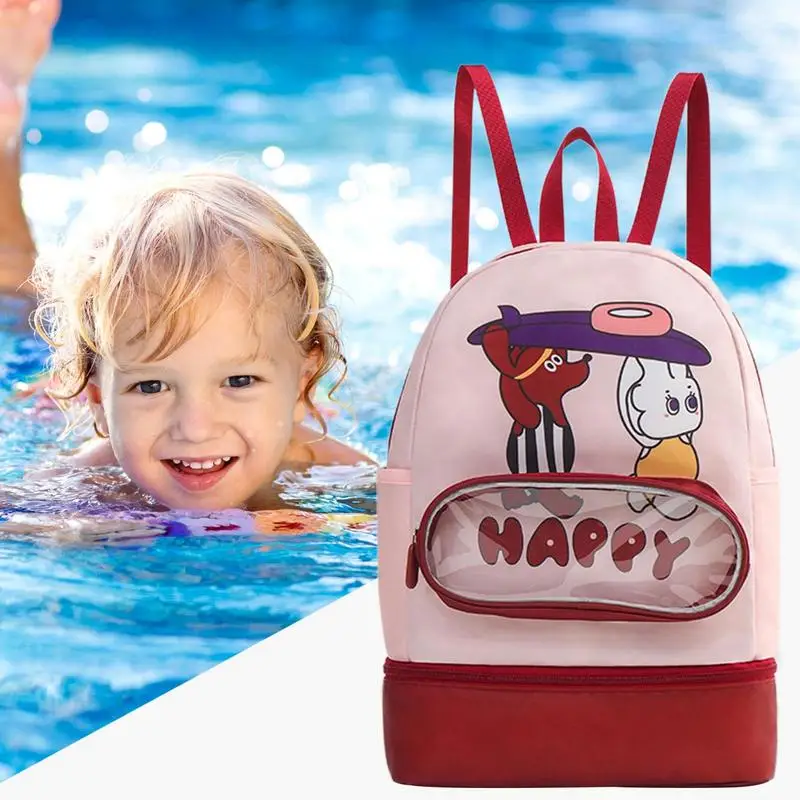 Children's Swimming Bag Swimming Backpack For Girls Kids Beach Backpack Waterproof Beach Bag For Children Swimming Wet And Dry