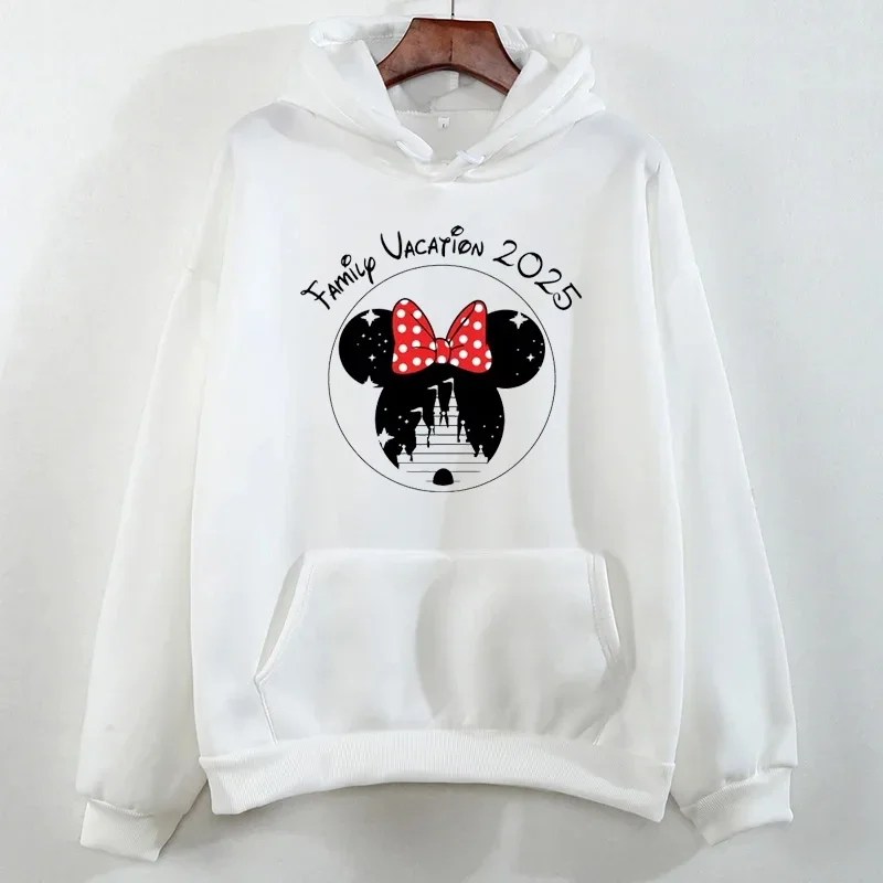 Kawaii Cartoon 2025 Disney Family Vacation Printed Hoodies Women Harajuku Pullovers Tops Unisex Casual Long Sleeves Sweatshirt