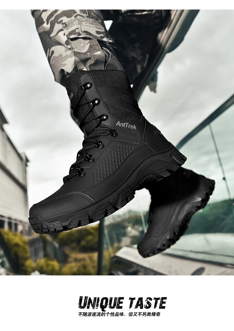 Wilde Trainingsstiefel für Herren, vier Jahreszeiten, rutschfeste, wasserdichte Outdoor-Stiefel, modische Komfort-Dschungel-Wandersneaker-Stiefel – Detail 16