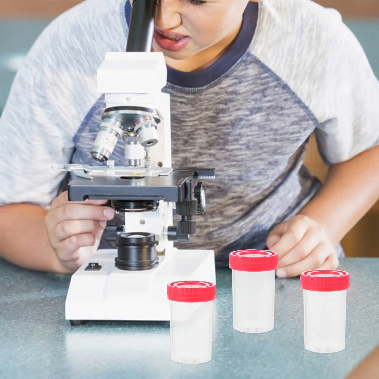 

50Pcs Plastic Urine Specimen Cups Screw Lids Leak Proof Urine Sample Collection Containers for Testing and Storage with Scale