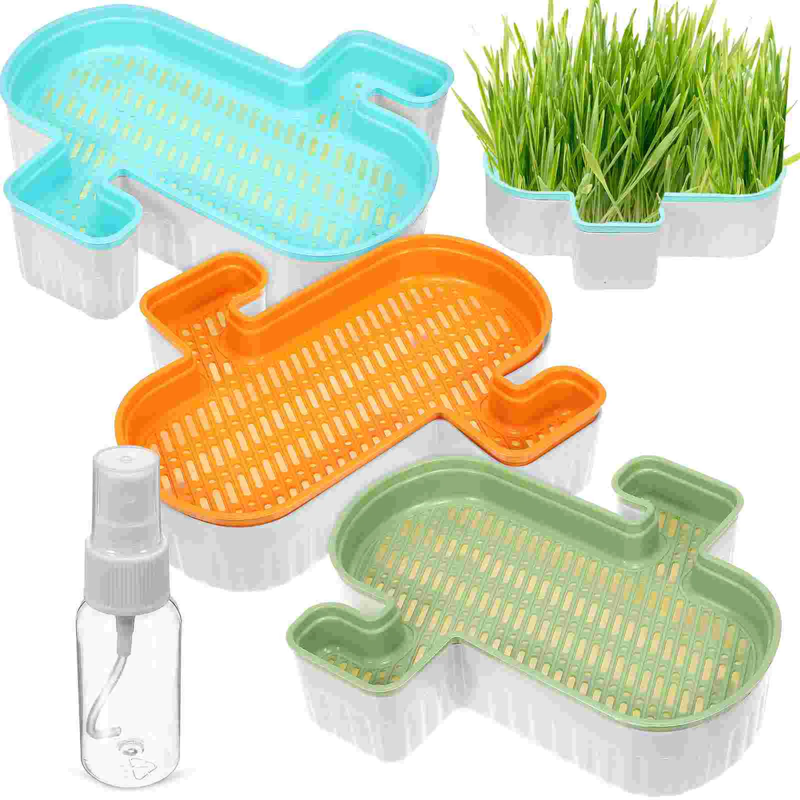 

3 Pcs Practical Cat Grass Box Planter with Water Spray Bottle Container Wheatgrass Promotes Growth for Outdoor Plastic