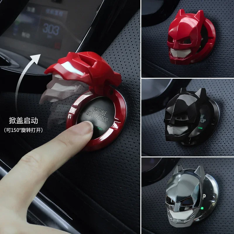 Batman Car ONE-CLICK Start Stop Buttons Protective Cover Cartoon Anime Figure Car Engine Ignition Start Switch Button Cover Toys