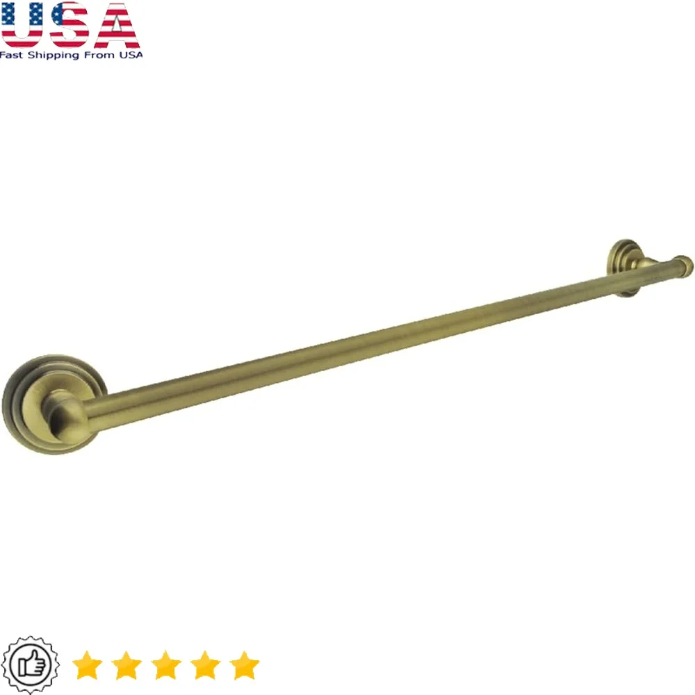 

24" Wall Mount Towel Bar Antique Brass High Quality Brass Construction Holds Up to 20lbs Milano Collection Single Bar Design