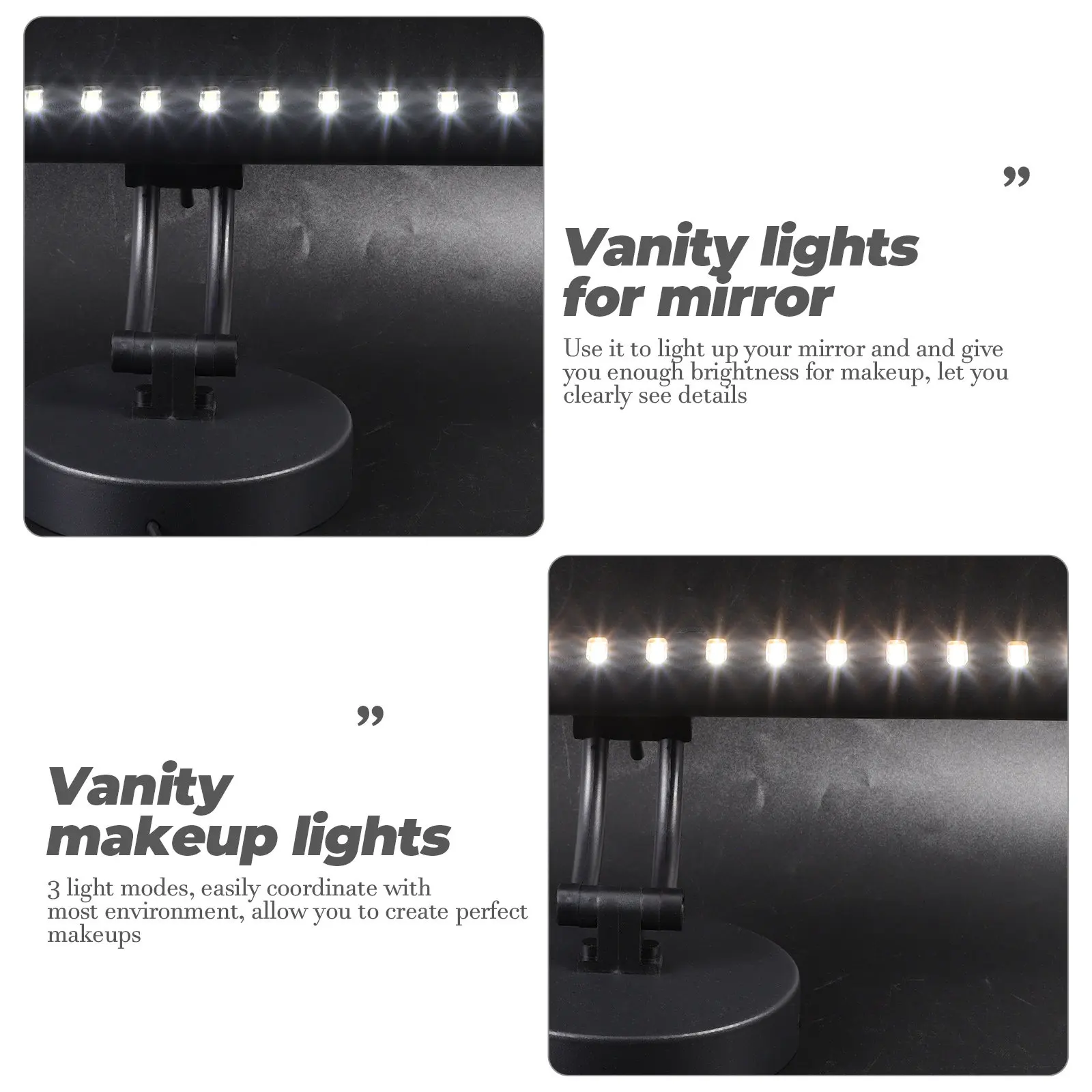 LED Vanity Mirror Light USB Charging Makeup Light Aluminum Bathroom Vanity Lamp Adjustable Brightness Color for Mirror