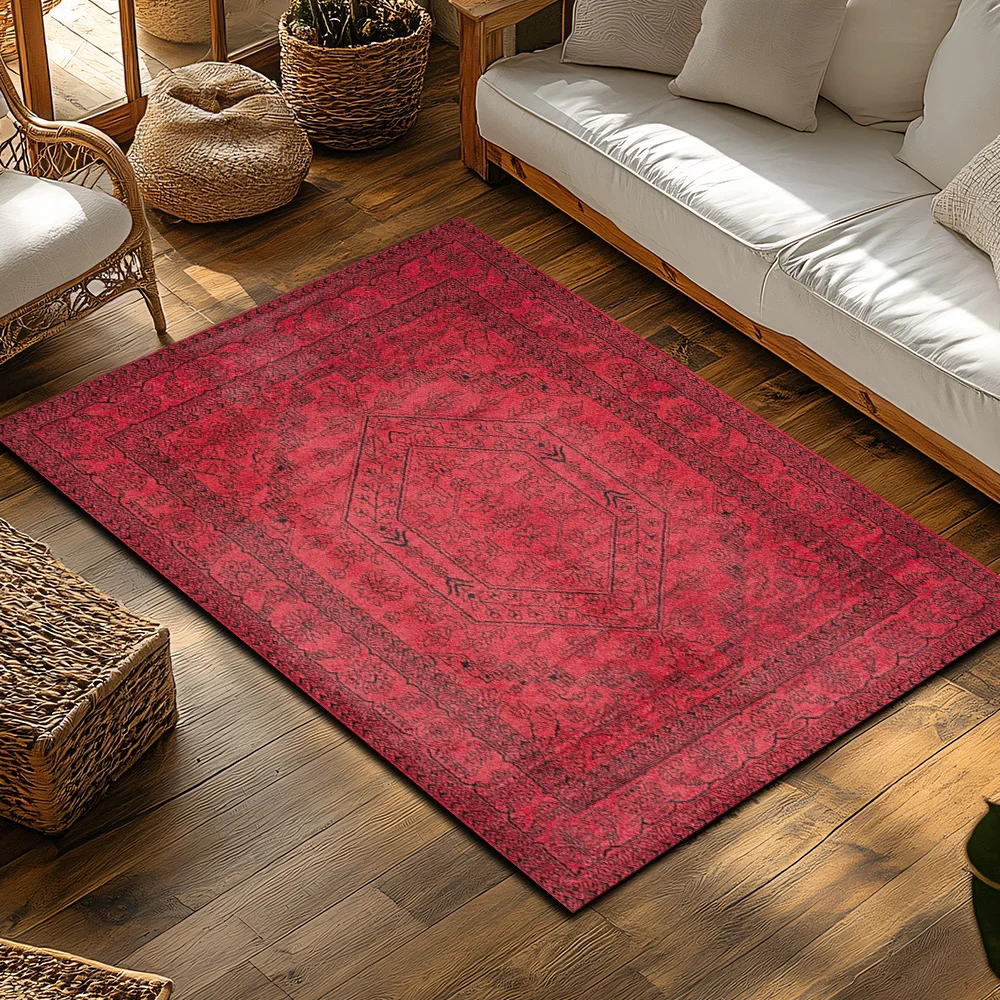 Red Bohemian Area Rug, Ethnic - Home Textiles Rug ulasan dan harga