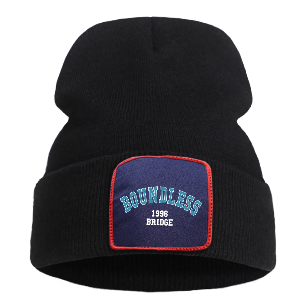 Boundless 1996 Bridge Letter Knitted Hat Casual Versatile Warm Beanie Hats Fashionable Punk Cap Multicolor Optional Outing Caps