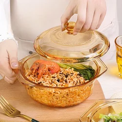 Amber Glass Soup Pot - High Value Cooking Pot Cold Heat Resistant Elegant and Practical Binaural Kitchen Utensil New Arrivals