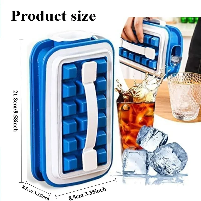 4in1 Portable Folding Ice Tray 36 Cavity Easy Release Silicone Mold for Home Travel Party DIY Iced Whiskey Cocktail Drinks Use