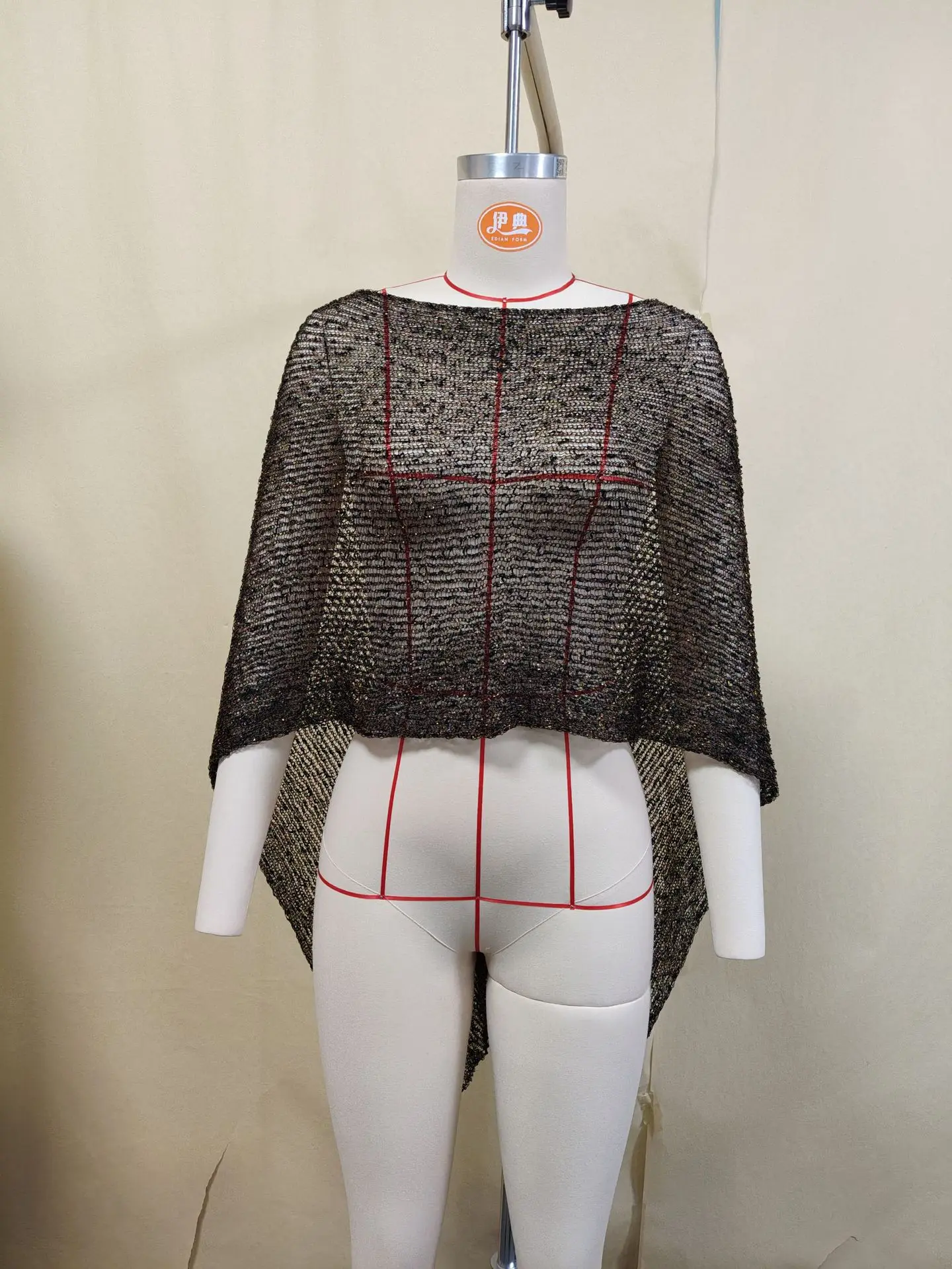 DSMTRC Y2k Vintage Smocked Khaki T-shirts Summer Sun Protection Shawl Boho Beach Vacation Cover-ups Irregular Knitted Crop Tops