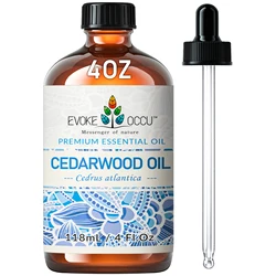 EVOKE OCCU 118ML/4 Fl.Oz. Essential Oils, Pure Cedarwood Oil for Hair Care Diffuser Purifier Skin DIY Candle Soap Making Massage