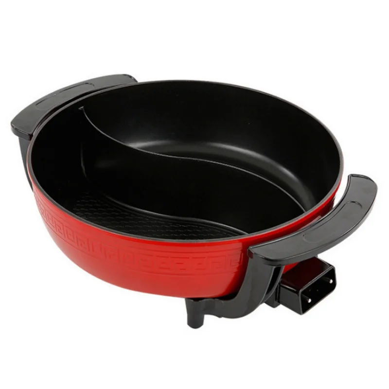 Large-capacity Korean electric hot pot, multi-function alloy cooling chassis, household mandarin duck electric hot pot