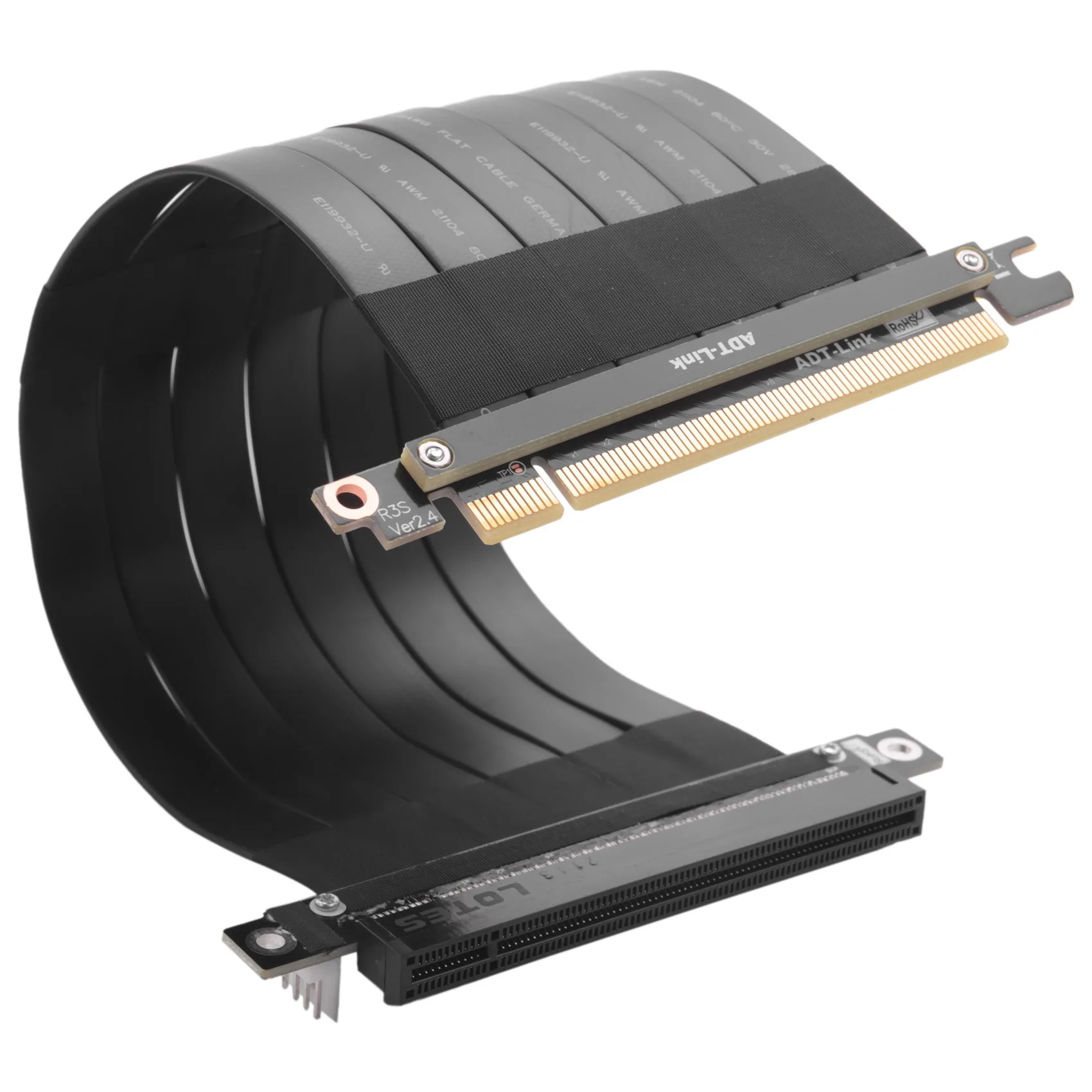 R33SR-PW PCIE X16 to PCIE X16 Extension Cable 270°Inverted Riser Cable 128G/Bps for RTX3060 ETH BTC Miner