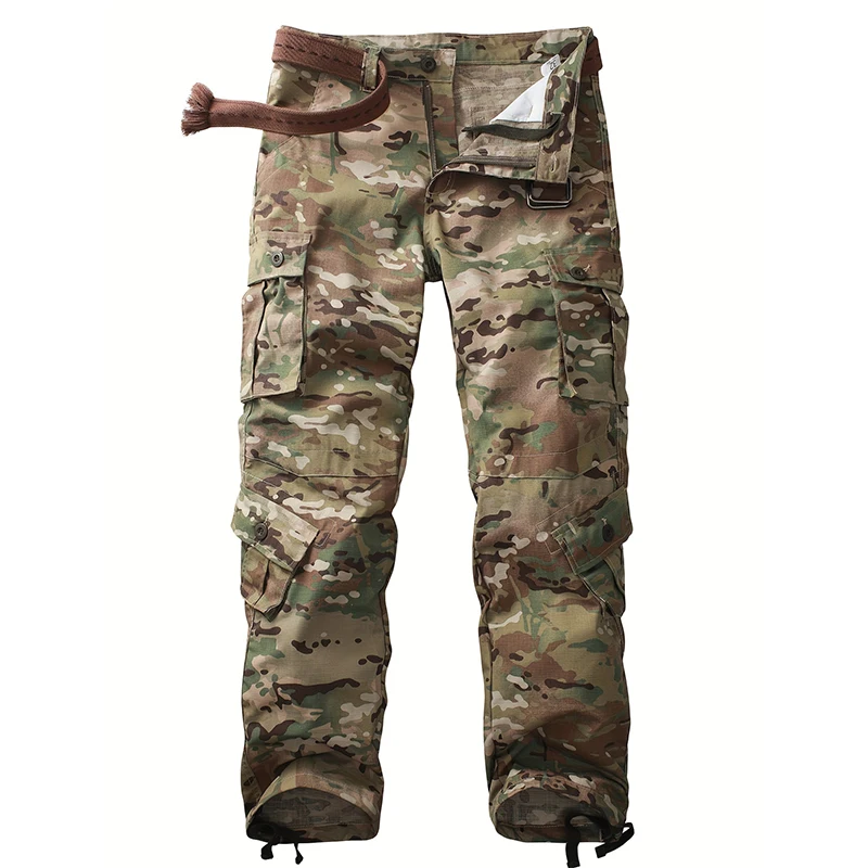 

AKARMY Men's cargo pants in jungle camouflage style, suitable for outdoor hiking camo pants (no belt)