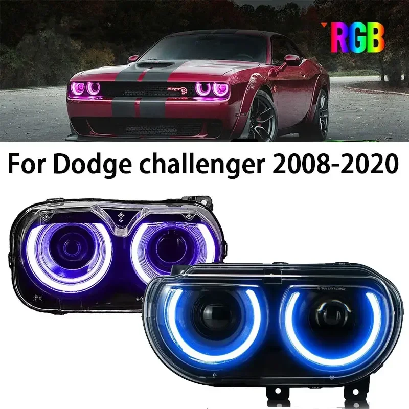 

Автомобильная светодиодная фара RGB для Dodge Challenger 2008-2020, аксессуары, многоцветная фара DRL в сборе