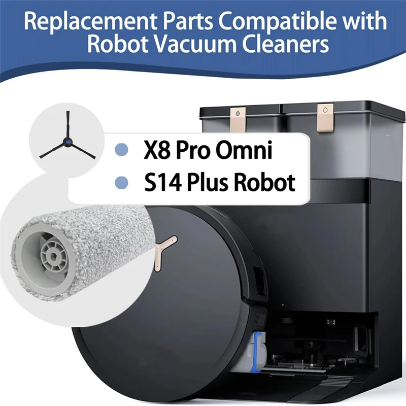 Комплект аксессуаров ABGP для Ecovacs X8 Pro Omni/Yeedi S14 Plus, детали пылесоса, основная боковая щетка, фильтры, роликовая швабра, тканевые мешки для пыли