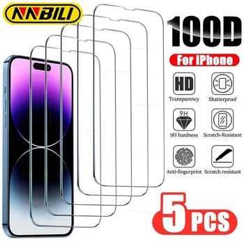 NNBILI 5 adet temperli cam IPhone 14 13 12 11 Pro Max ekran koruyucu IPhone 12 13Mini 7 8 artı SE X XS XR 14Pro cam