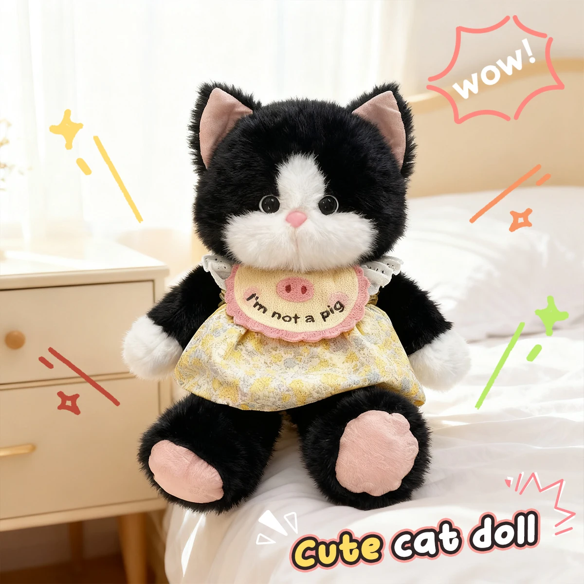 

45Cm Imitation Mink Fur Cat Plush Kid Toy Doll Cute Little Cat Soft Stuffed Pillow Dolls Toys Children Birthday Gifts Home Decor
