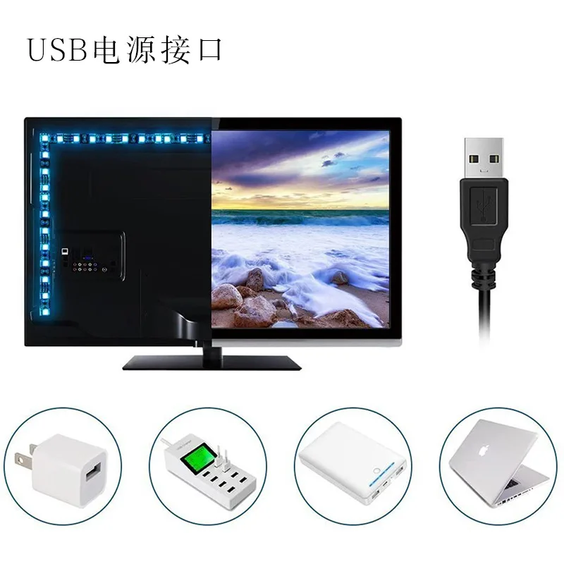 DC5V USB LED Strip Light RGB 2835 Flexible Lamp USB Cable 3 Key Control 5V 0.5M 1M 2M 3M 4M 5M Desk Screen TVBackground Lighting