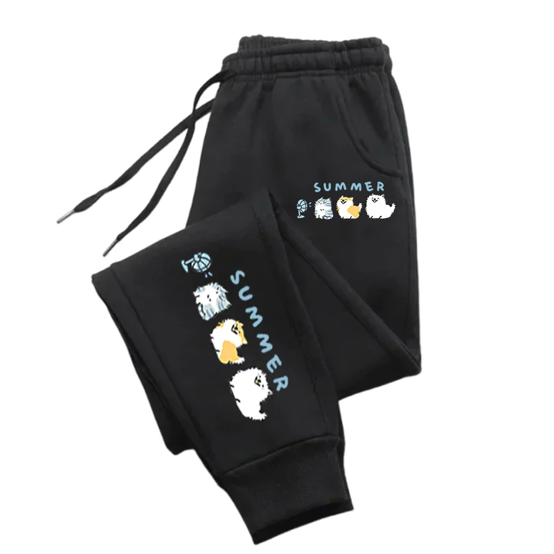 

Three Dogs Lined Up To Blow Fans Printing Pants Man Street Style Men'S Pant Warm Drawstring Joggers Trendy Street Pants Man