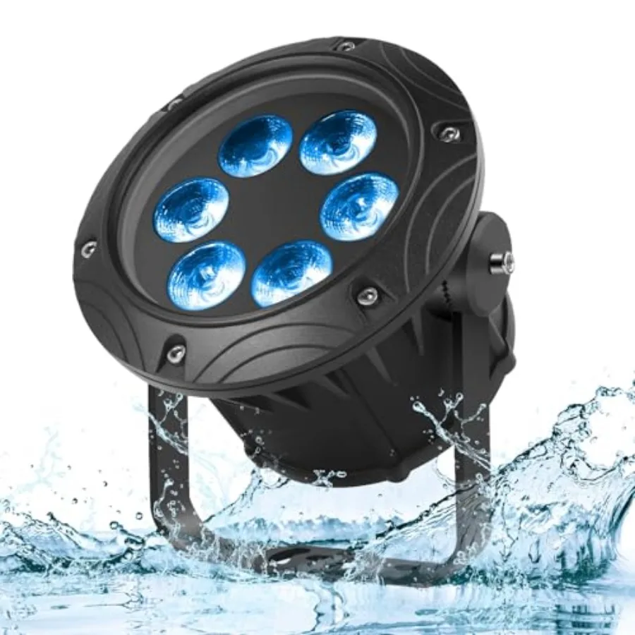 

Waterproof Par Lights Stage Lights, RGBW 4in 6LED DMX Sound Activated Control Metal Uplighting for Outdoor Concert Club Music S