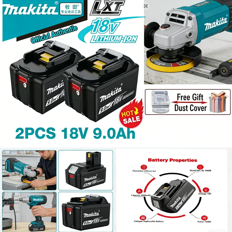 

2026 100% original Makita 18V 9000mAh 6000mAh rechargeable battery, Makita BL1840 BL1830B BL1830B power tool battery18V charger