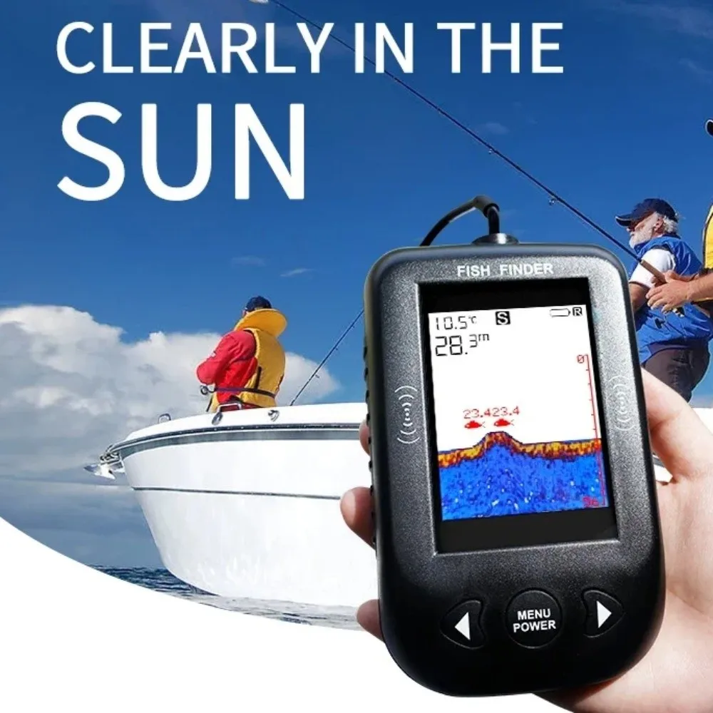 45 Degrees XF03 Fish Finders 100M Depth Wire Design Portable Sonar Finders Waterproof Depth Detection Sonar Fish Finder