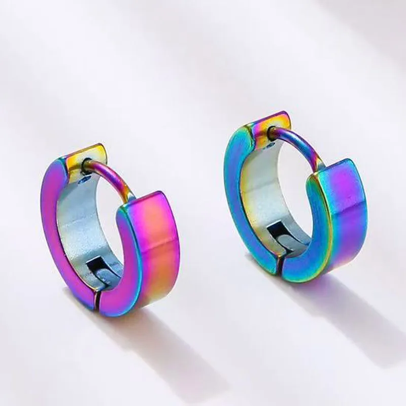 الأزياء الفولاذ المقاوم للصدأ وأقراط للرجال الهيب هوب تصميم بسيط جولة هوب أقراط الأزياء والمجوهرات الرجال الملحقات #4