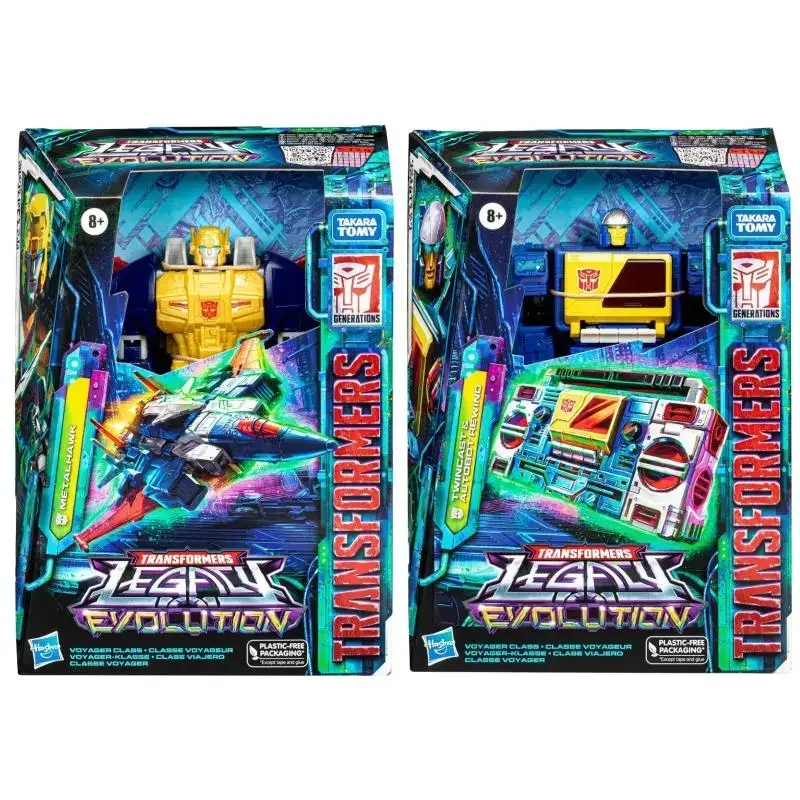 Hasbro Transformers Toys Legacy Evolution Metalhawk Twincast and Autobot Rewind Voyager 7-inch Action Figure Gift