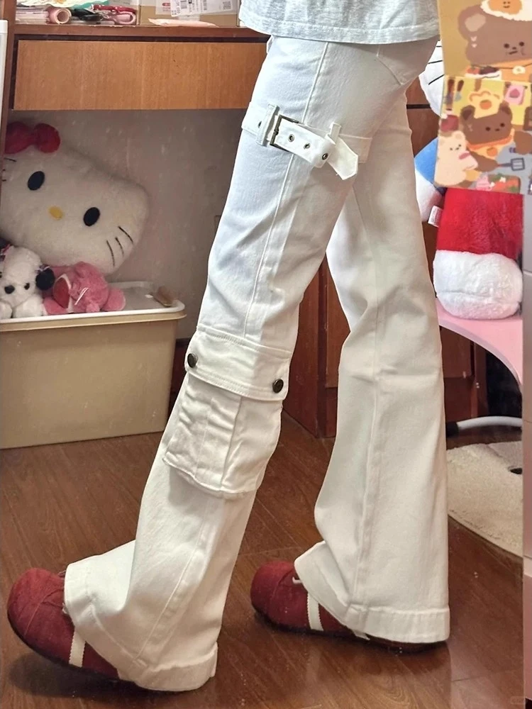 

Men's And Women's Straight Leg Workwear Jeans High Street Casual Trousers with kets mid Waist Zipper Closure Wear Resistant