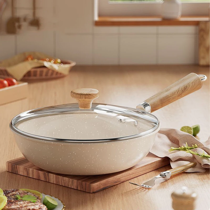 

Non-Stick Frying Pan Household Kitchen Cookware Steak Pancake Pan With Lid Ceramic Wok induction Cooker Gas Stove Universal Pan