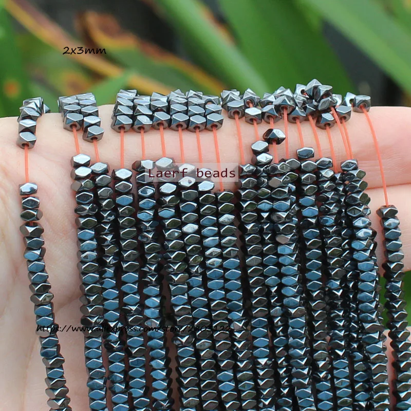 2x3mm Natural Hematite Very Shining Faceted Square Beads\
