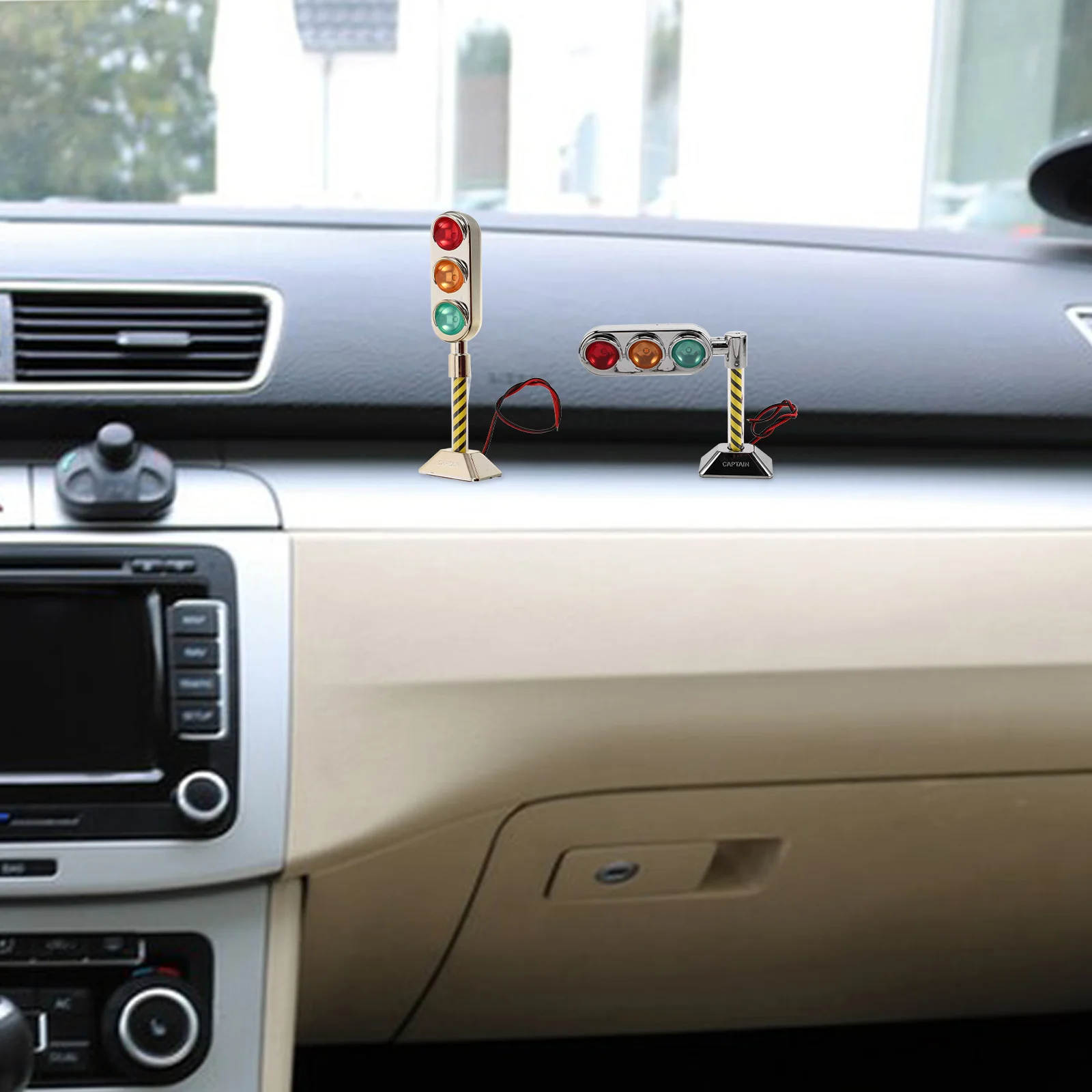 

2Pcs Car Interior Decoration Mini LED Traffic Signal Light Dashboard Lamps Bright Traffic Sign Ambient Lighting