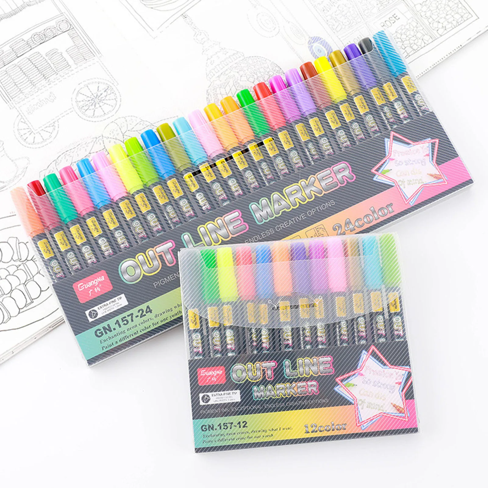 12/24 Colors Art Marker Pens Set Bright and Easy to Paint Pens Create Your Unique Art and Craft Projects